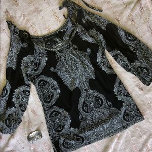NWT - INC Cold Shoulder Peasant Top - M